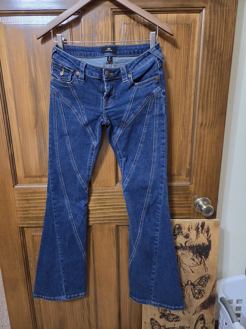 True Religion Dark Blue Flare Jeans with Contrast Stitching 25x31